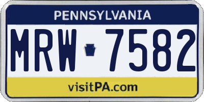 PA license plate MRW7582