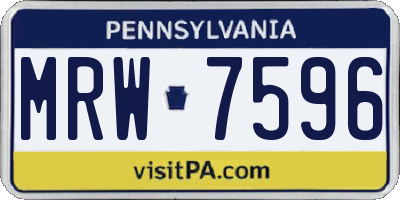 PA license plate MRW7596
