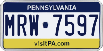 PA license plate MRW7597