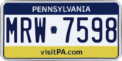PA license plate MRW7598