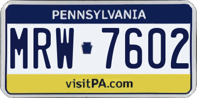 PA license plate MRW7602