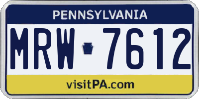 PA license plate MRW7612