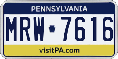 PA license plate MRW7616