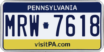 PA license plate MRW7618