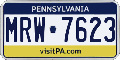 PA license plate MRW7623