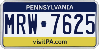 PA license plate MRW7625
