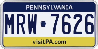 PA license plate MRW7626