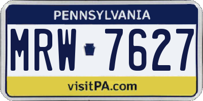 PA license plate MRW7627