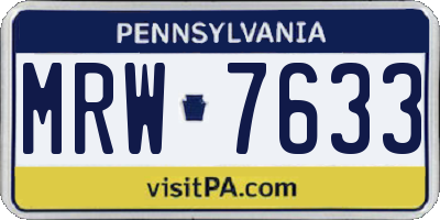 PA license plate MRW7633