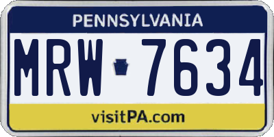 PA license plate MRW7634
