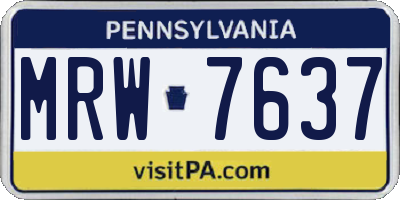 PA license plate MRW7637