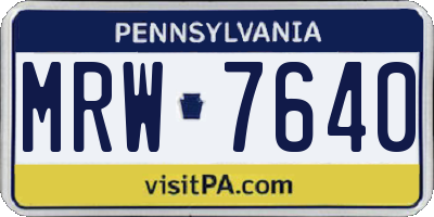 PA license plate MRW7640