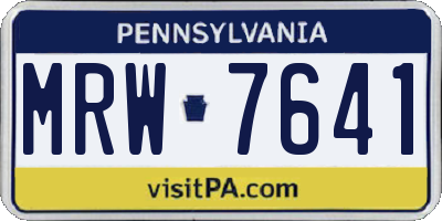 PA license plate MRW7641