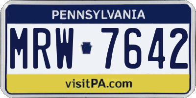 PA license plate MRW7642
