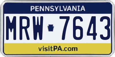 PA license plate MRW7643
