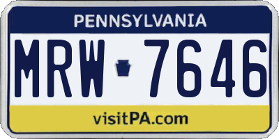 PA license plate MRW7646