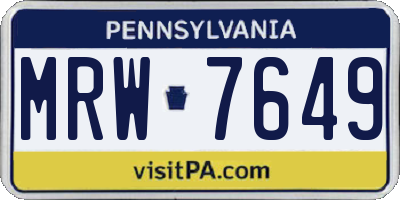 PA license plate MRW7649