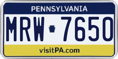 PA license plate MRW7650