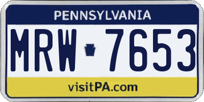 PA license plate MRW7653