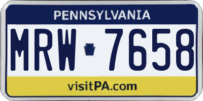 PA license plate MRW7658