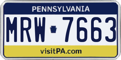 PA license plate MRW7663