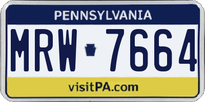 PA license plate MRW7664