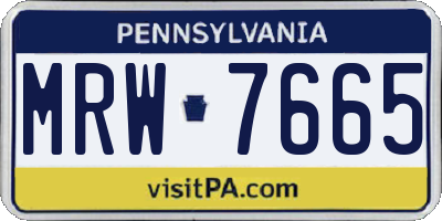 PA license plate MRW7665