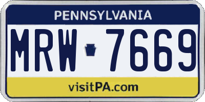 PA license plate MRW7669