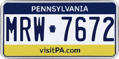 PA license plate MRW7672