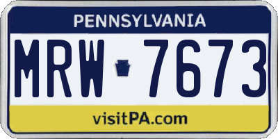 PA license plate MRW7673