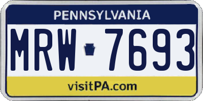 PA license plate MRW7693