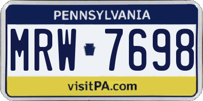 PA license plate MRW7698