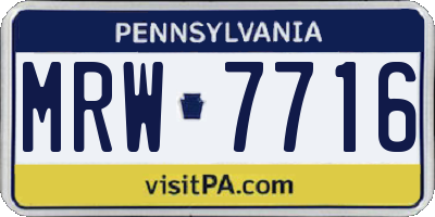 PA license plate MRW7716