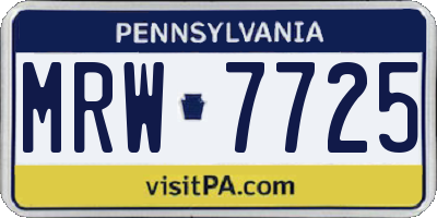 PA license plate MRW7725