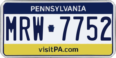PA license plate MRW7752