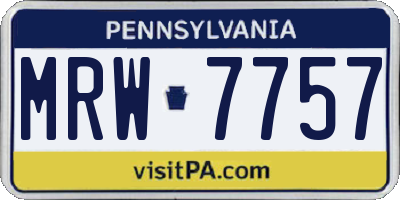 PA license plate MRW7757