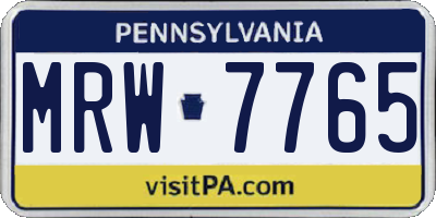 PA license plate MRW7765