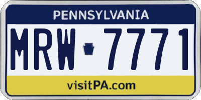 PA license plate MRW7771
