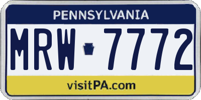 PA license plate MRW7772