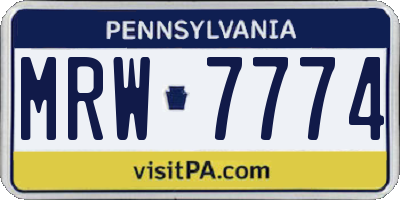 PA license plate MRW7774