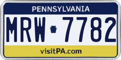 PA license plate MRW7782