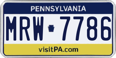 PA license plate MRW7786