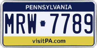 PA license plate MRW7789