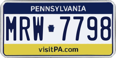 PA license plate MRW7798