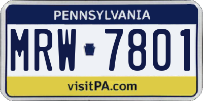 PA license plate MRW7801