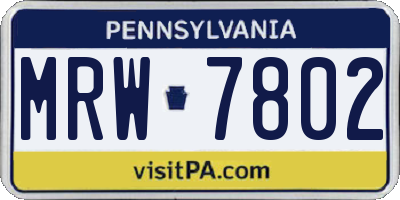 PA license plate MRW7802