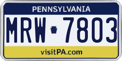 PA license plate MRW7803