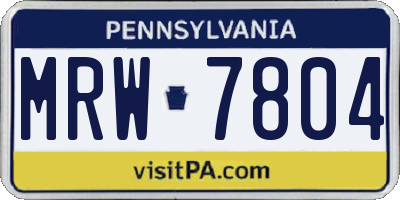 PA license plate MRW7804