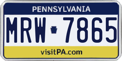 PA license plate MRW7865