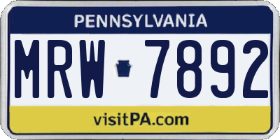 PA license plate MRW7892